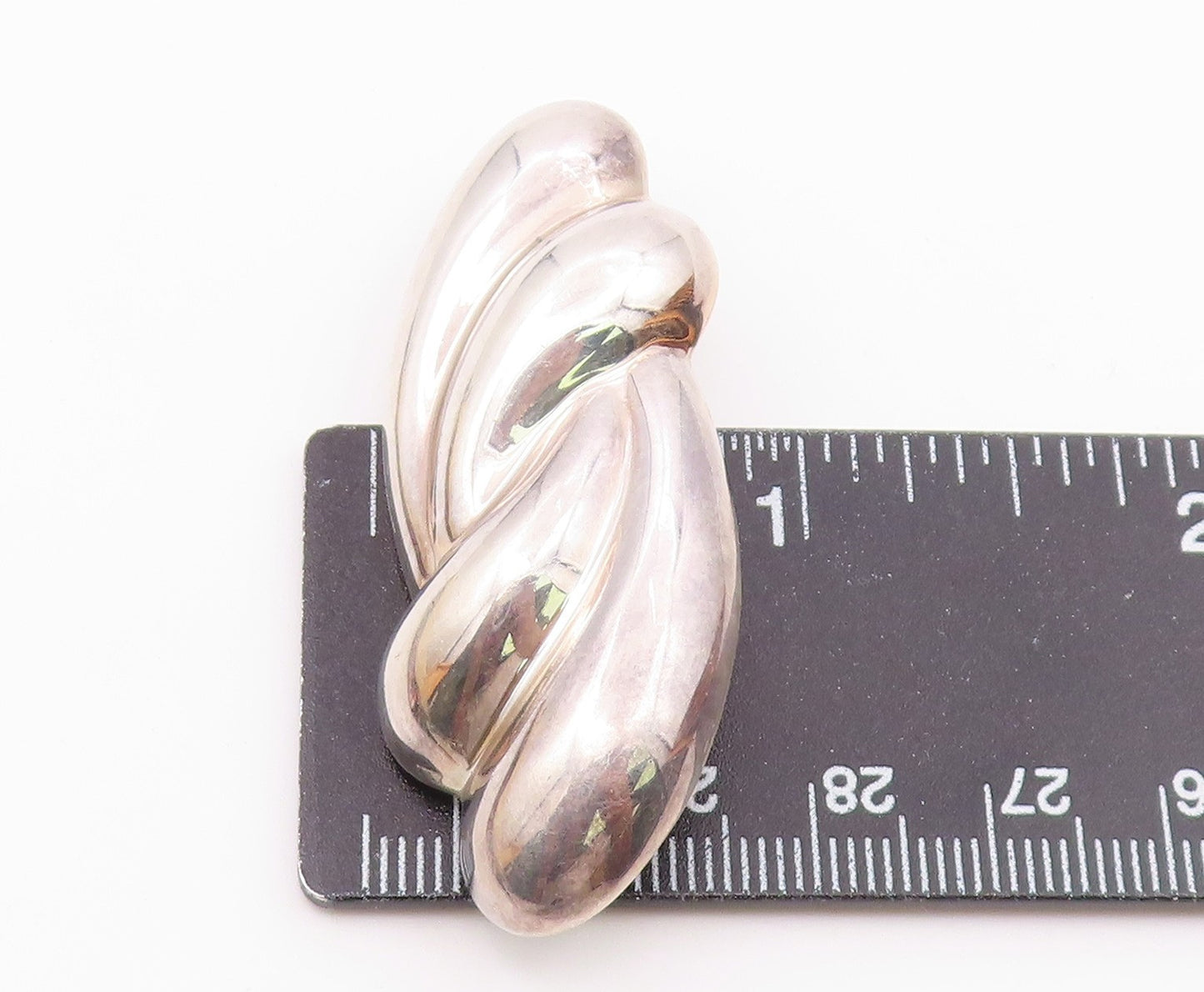 MEXICO 925 Sterling Silver  Vintage Shiny Hollow Swirl Brooch Pin  BP4314