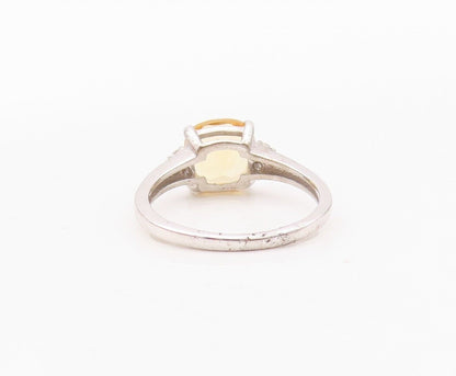 925 Sterling Silver Vintage Ring Square Citrine & Topaz Inlay  Sz 7  RG29997