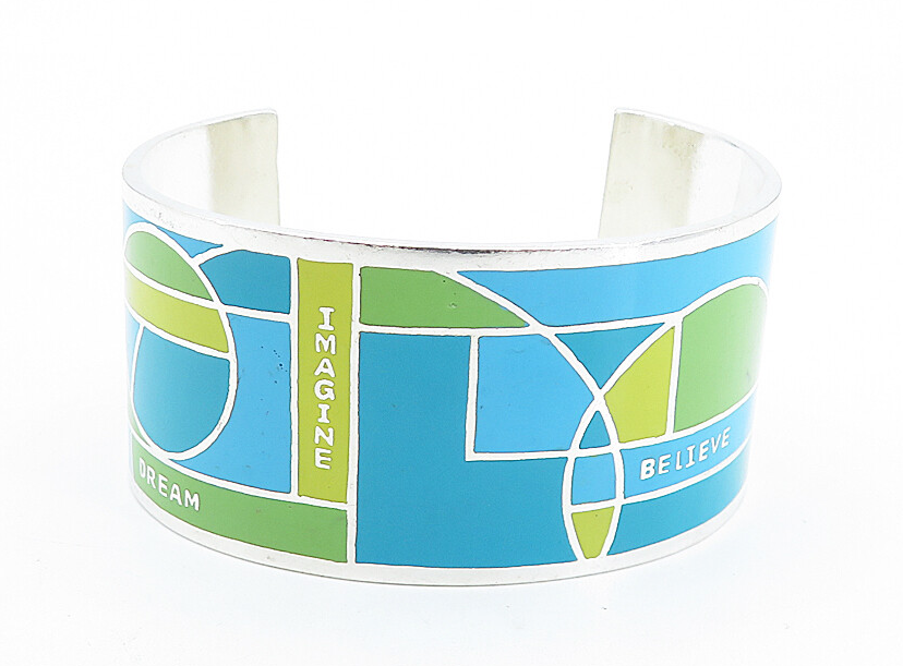 CAROLEE 925 Sterling Silver  Enamel Geometric Pattern Cuff Bracelet  BT2206