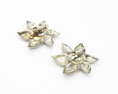 925 Sterling Silver  Vintage Flower Motif Non Pierce Drop Earrings  EG7189
