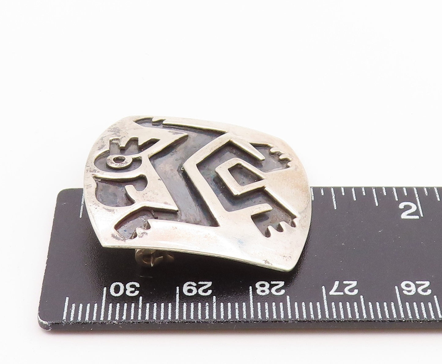 MEXICO 925 Silver  Vintage Oxidized Traditional Design Brooch Pin  BP4446