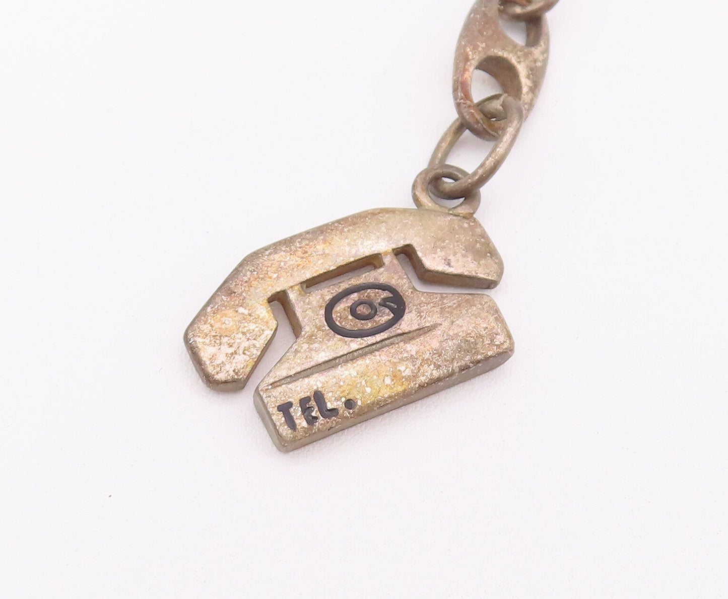 925 Sterling Silver Vintage Key Ancient Solid Cut & Etched Old Telephone  TR3718