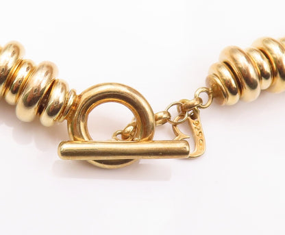 925 Sterling Silver Vintage Necklace Gold Plated Rings Stacked Pearl  NE4268
