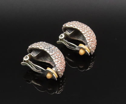 DESIGNER 925 Silver  Vintage Rough Texture Curved Non Pierced Earrings EG12134