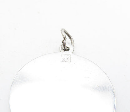 925 Sterling Silver  Shiny Merry Christmas Tree Round Drop Pendant  PT6352