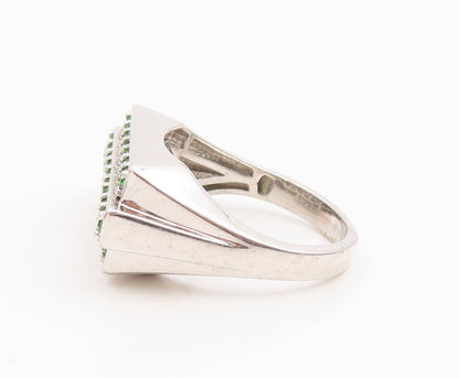 925 Sterling Silver Vintage Ring KARIS Emerald Rectangular Band  Sz 13  RG35379