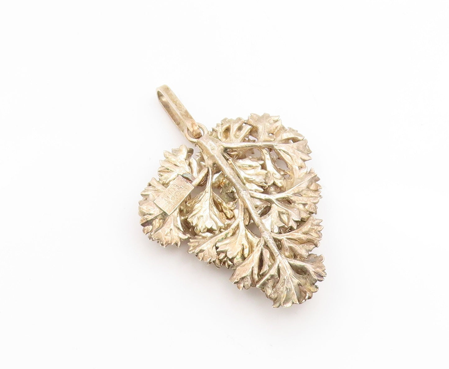 925 Sterling Silver Vintage Pendant EGGERT DENMARK Gilded Parsley Leaf  PT25902