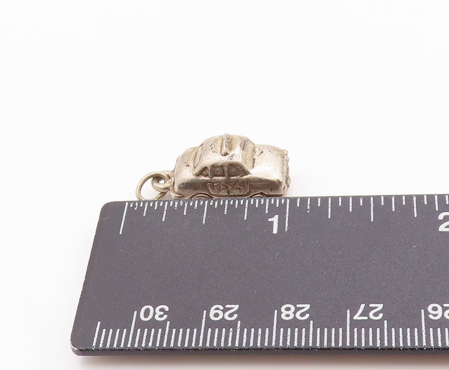 925 Sterling Silver Vintage Pendant 3D Carved New York Taxi Charm  PT24676