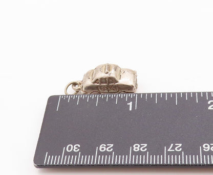 925 Sterling Silver Vintage Pendant 3D Carved New York Taxi Charm  PT24676