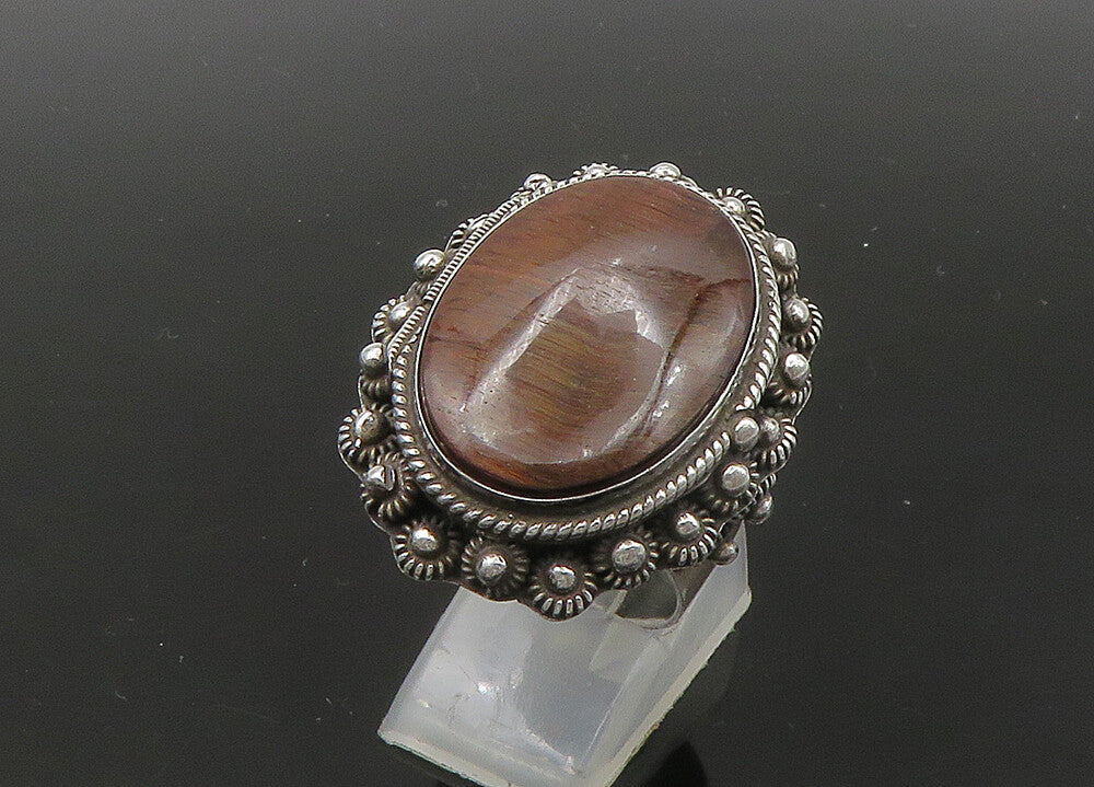 TAXCO MEXICO 925 Silver  Vintage Tiger's Eye Band Ring Sz 11 (OPENS)  RG22760