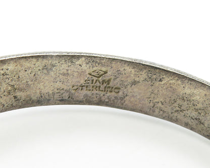 SIAM 925 Sterling Silver  Vintage Enamel Pattern Round Bangle Bracelet  BT7901