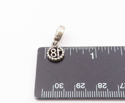 PANDORA 925 Silver  Vintage Rope Twist Border Number 18 Charm Pendant  PT21922