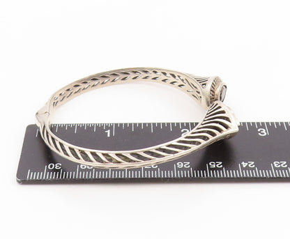 925 Sterling Silver Vintage Bracelet Elegant Pear Cut Smoky Quartz Cuff  BT11801