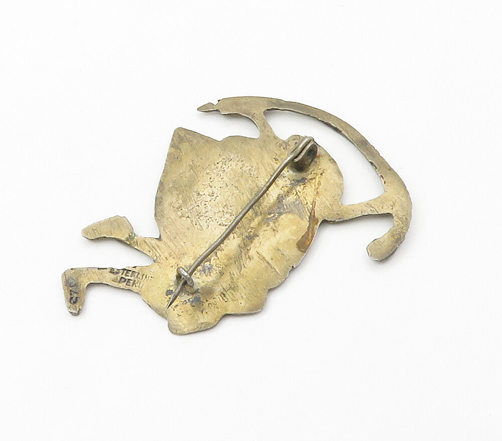 PERU 925 Silver  Vintage Dancing Person Etched Detail Brooch Pin  BP5993