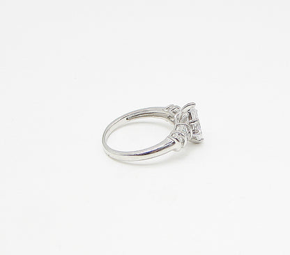 925 Sterling Silver  Faceted White Cubic Zirconia Band Ring Sz 8  RG3253