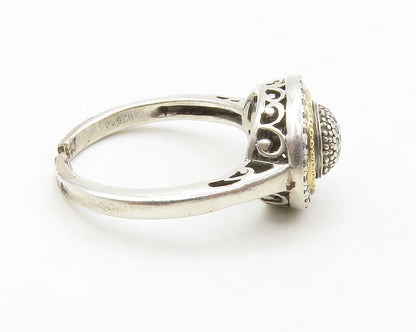 925 Sterling Silver  Vintage Genuine Diamonds 2 Tone Band Ring Sz 6  RG13397