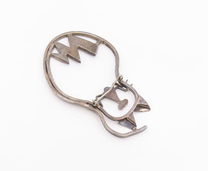 CARSI MEXICO 925 Silver Vintage Modernist Hammered Cat Brooch Pin  BP9408