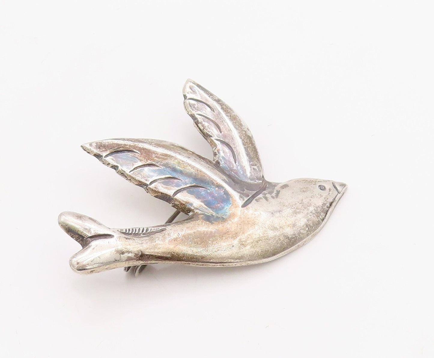 925 Sterling Silver Vintage Brooch Pin MEXICO Cutout Flying Sparrow  BP11214
