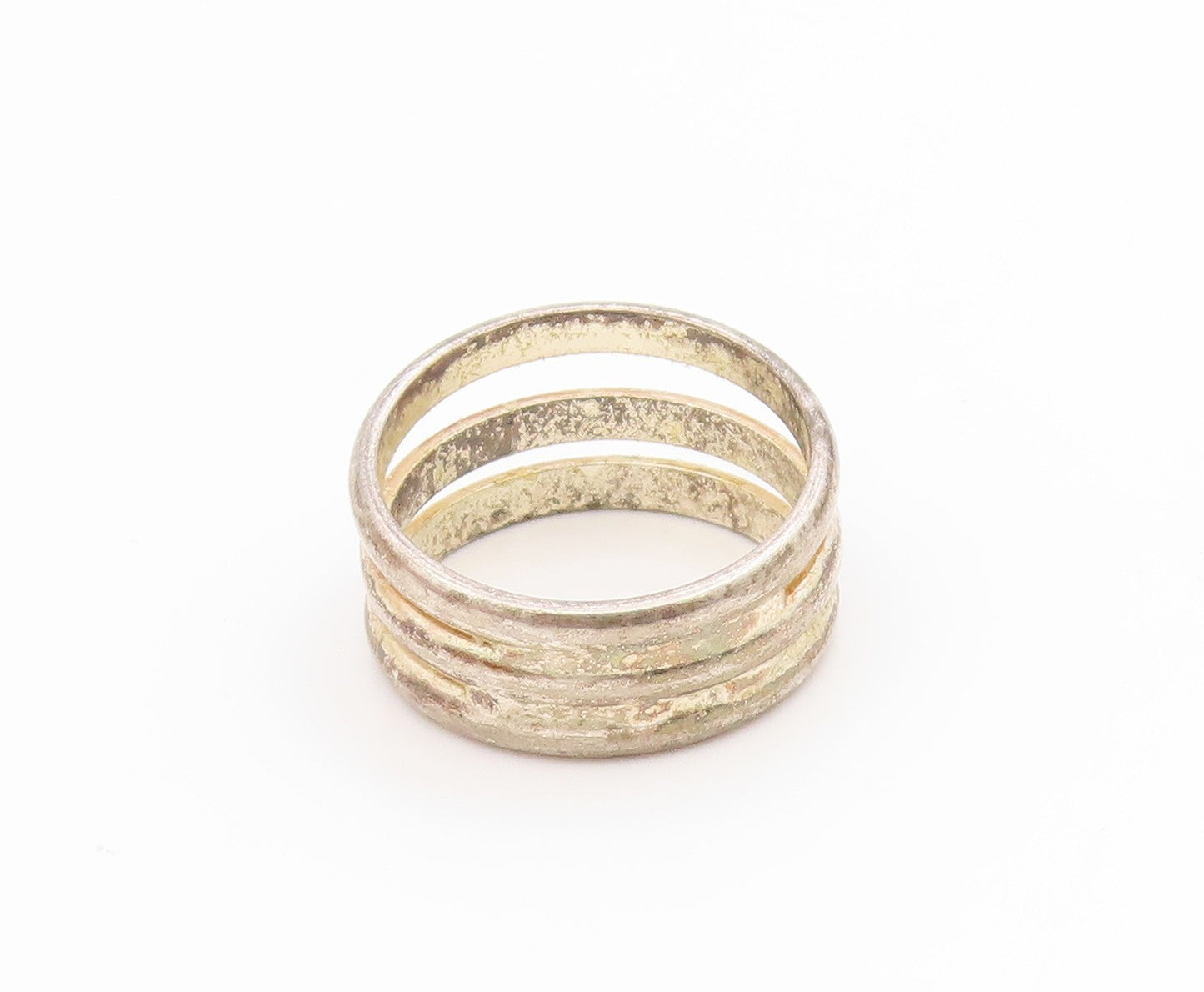 925 Sterling Silver Vintage Ring Chunky Triple Row Wide Band  Sz 7.5  RG34511