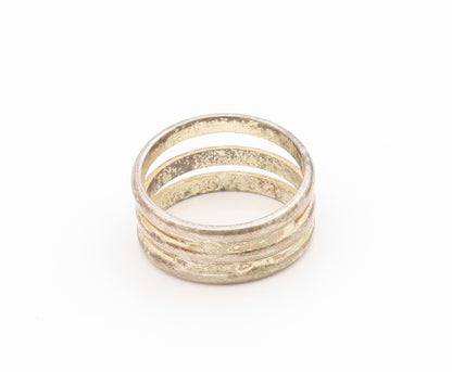 925 Sterling Silver Vintage Ring Chunky Triple Row Wide Band  Sz 7.5  RG34511