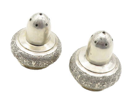 925 Sterling Silver  Vintage Floral Vine Etched Salt & Pepper Shakers  TR1723