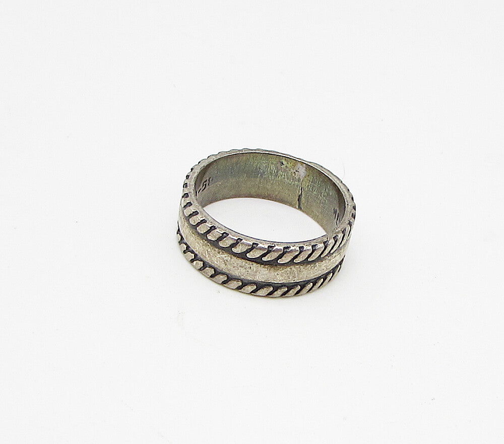 MEXICO 925 Sterling Silver  Vintage Twisted Edges Band Ring Sz 6  RG3345