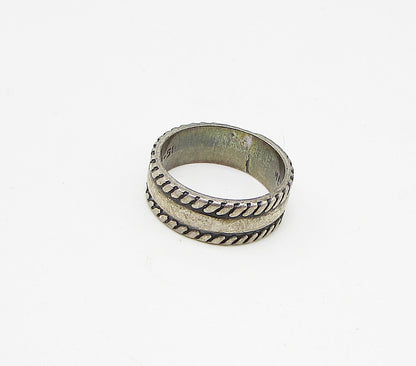 MEXICO 925 Sterling Silver  Vintage Twisted Edges Band Ring Sz 6  RG3345