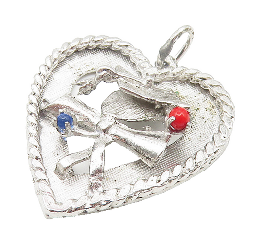 925 Sterling Silver  Vintage Lapis Lazuli & Coral Graduation Pendant  PT8831