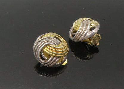 MFA 925 Silver  Vintage Two Tone Love Knot Dome Non Pierce Earrings  EG11021