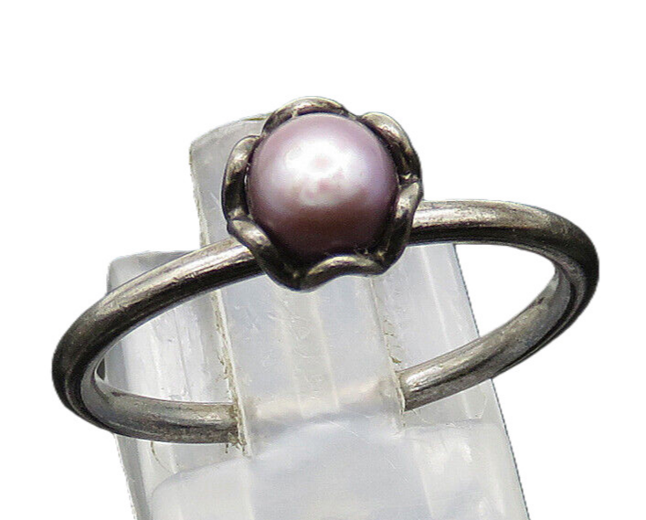 PANDORA 925 Silver  Vintage Blue Pearl Dark Tone Band Ring Sz 9  RG20889
