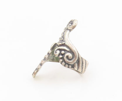 925 Sterling Silver Vintage Ring Classic Carved Feather Wing Wrap  Sz 6  RG36198