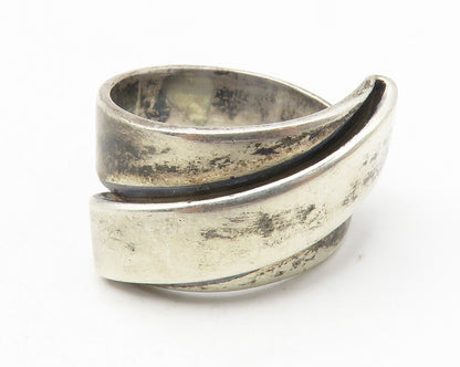 925 Sterling Silver  Vintage Dark Tone Ribbon Wrap Band Ring Sz 7  RG11867