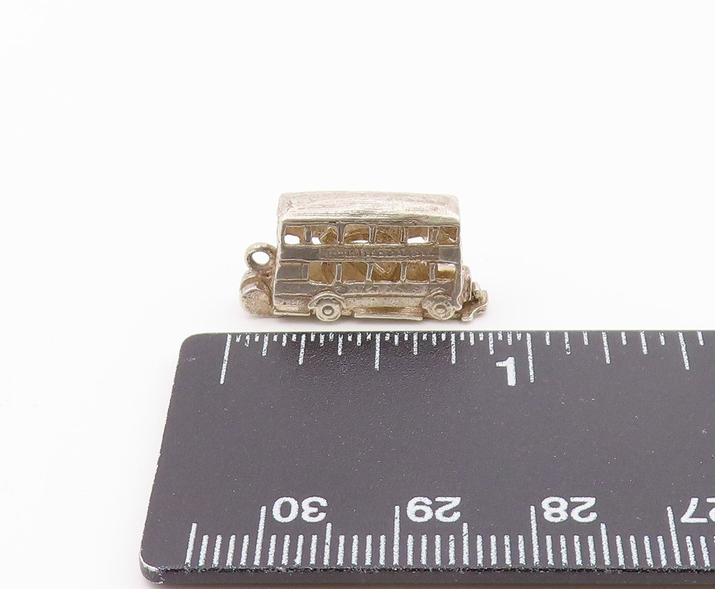 925 Sterling Silver  Vintage Double Decker Bus Locket Pendant (OPENS)  PT15741