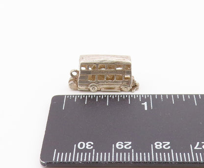 925 Sterling Silver  Vintage Double Decker Bus Locket Pendant (OPENS)  PT15741