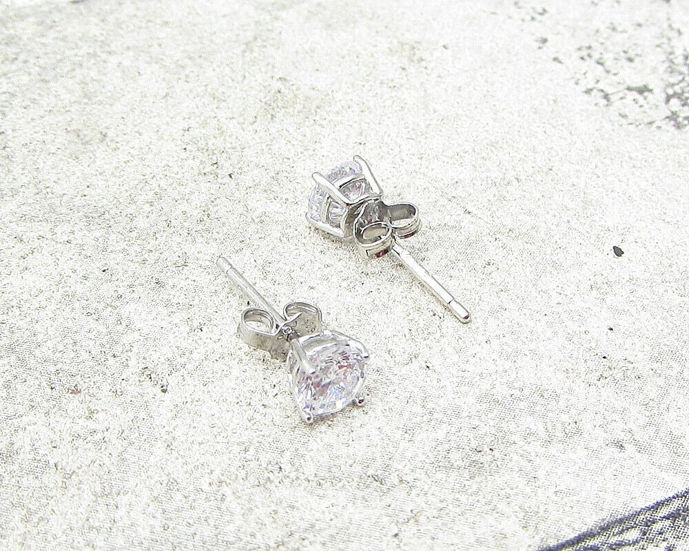 925 Sterling Silver Round Cut White Topaz Stud Earrings  EG1223