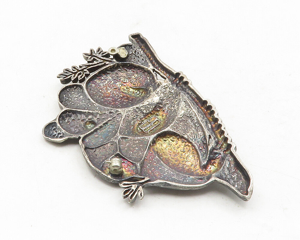 925 Sterling Silver  Vintage Oxidized Koala Bear In Tree Brooch Pin  BP4581