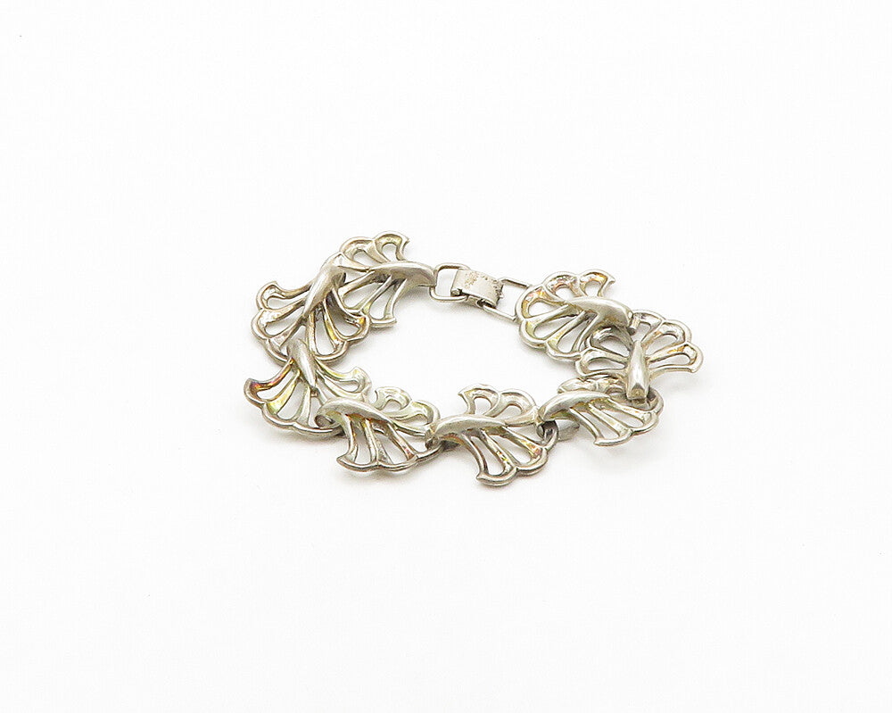 LANG 925 Sterling Silver  Vintage Antique Floral Motif Chain Bracelet  BT7959
