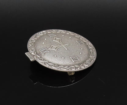 P&B 925 Silver  Vintage Antique Swirl Edge Wall Clock Brooch Pin  BP9977