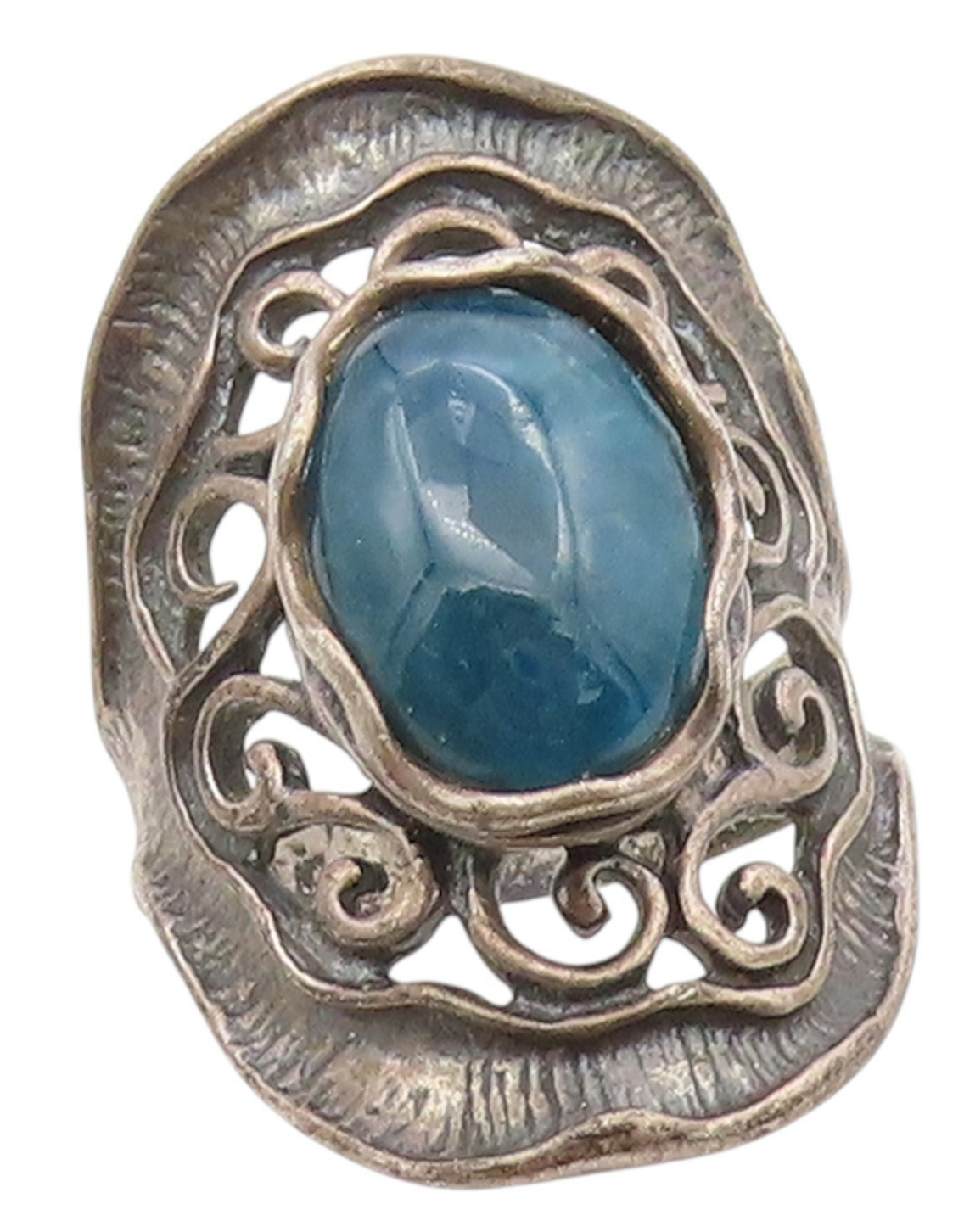 925 Sterling Silver Vintage Ring OR PAZ ISRAEL Cabochon Gemstone  Sz 8  RG34486