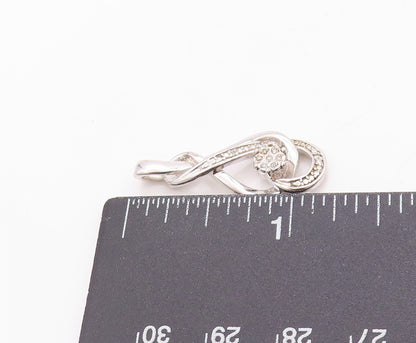 925 Sterling Silver Vintage Pendant Real Diamonds Floral Musical Note  PT24660