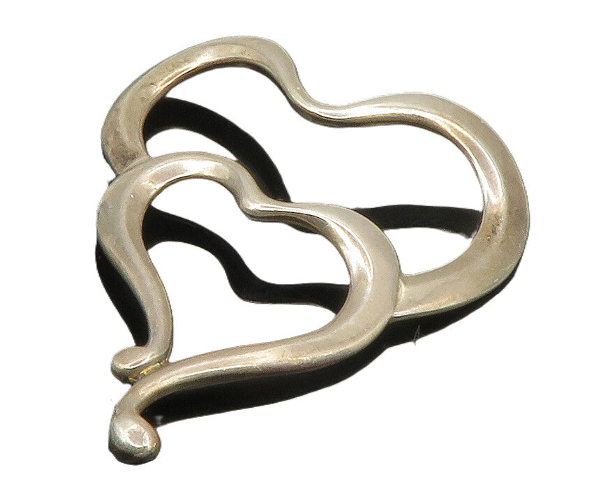 ABIGAIL 925 Sterling Silver  Vintage Open Double Love Heart Pendant  PT10921