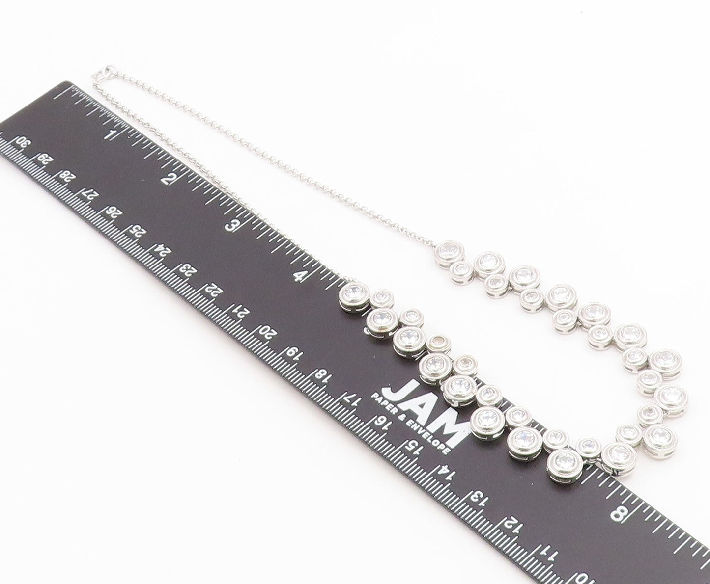 925 Sterling Silver Vintage Necklace Modern CZ Cascading Bubble Choker  NE4900