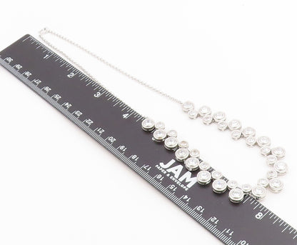 925 Sterling Silver Vintage Necklace Modern CZ Cascading Bubble Choker  NE4900
