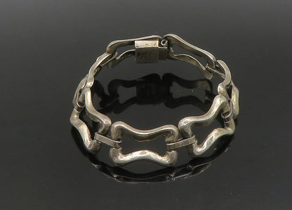 MEXICO 925 Sterling Silver  Vintage Shiny Hinge Link Chain Bracelet  BT8949