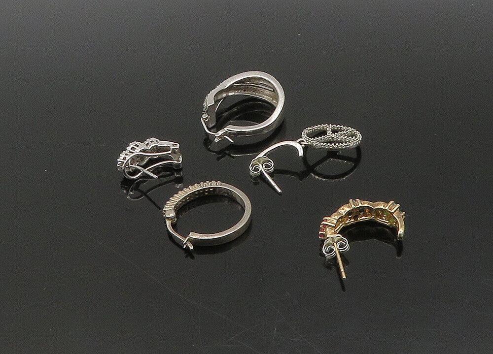 925 Sterling Silver  Vintage Genuine Diamonds Lot Single Earrings  EG11374