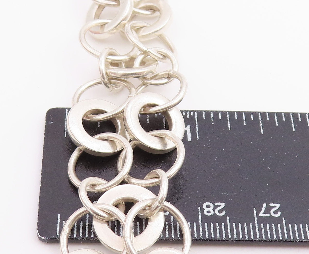925 Sterling Silver Vintage Bracelet MEXICO Interlocking Circles Link  BT12211