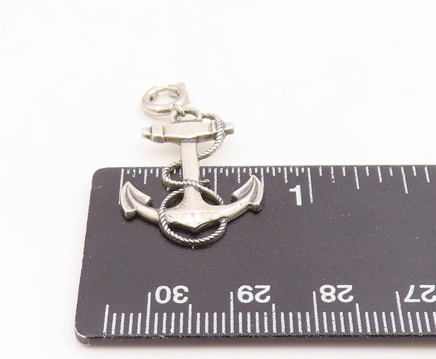 925 Sterling Silver Vintage Pendant Etched Nautical Marine Anchor Charm  PT25934
