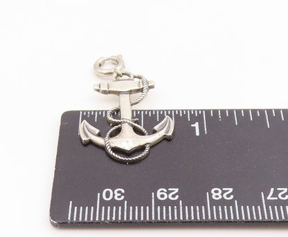 925 Sterling Silver Vintage Pendant Etched Nautical Marine Anchor Charm  PT25934