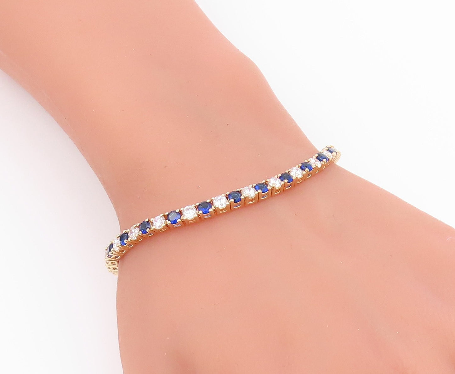ROSS SIMON 925 Silver  Cubic Zirconia & Blue Topaz Chain Bracelet  BT5931