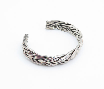 MEXICO 925 Sterling Silver Vintage Dark Tone Braided Cuff Bracelet BT2927